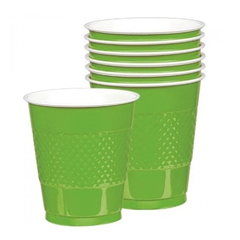Pahare plastic verde-kiwi green, Amscan, 10 buc Pahare plastic verde-kiwi green, Amscan, 10 buc