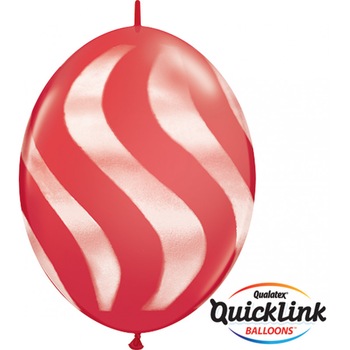 Set 10 bucati baloane Cony Red Wavy Stripes 12 inch (30 cm), Qualatex 28093 Set 10 bucati baloane Cony Red Wavy Stripes 12 inch (30 cm), Qualatex 28093
