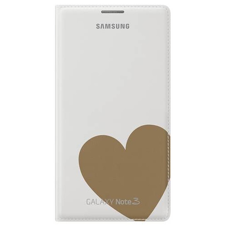 Калъф Samsung Flip Wallet Moschino за Galaxy Note 3 N900, White Gold Heart