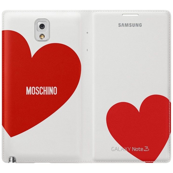 Калъф Samsung Flip Wallet Moschino за Galaxy Note 3 N900, White Red Heart