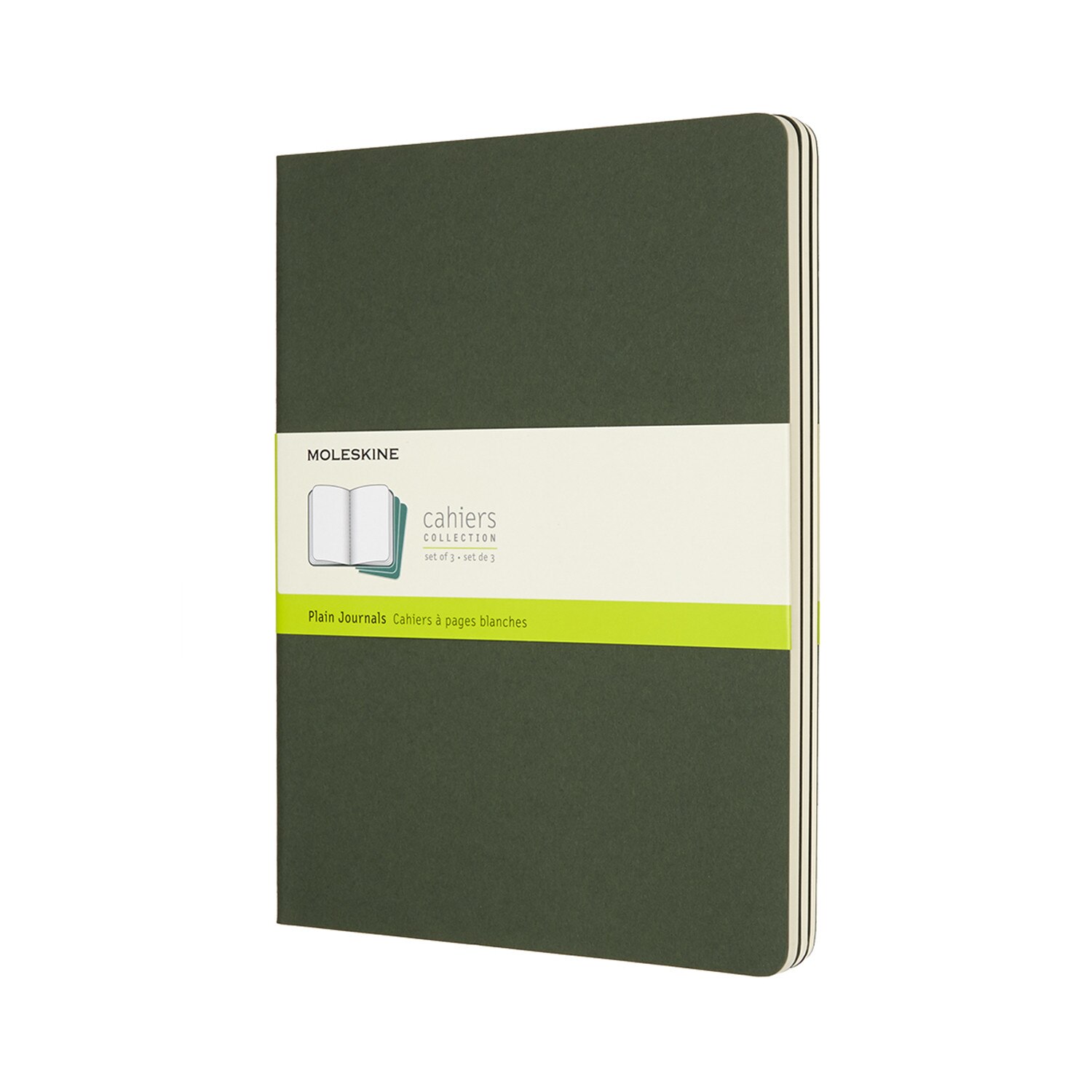 Set 3 jurnale - Moleskine Plain Cahier, Myrtle Green, Extra Large