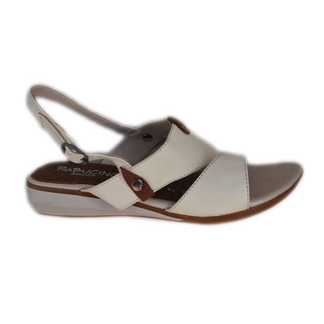 Sandale cu toc jos din piele naturala,D&J Exclusive, Bej/Maro