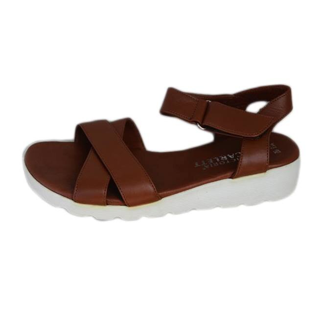 Sandale cu talpa joasa, curele inguste, D&J Exclusive, Maro