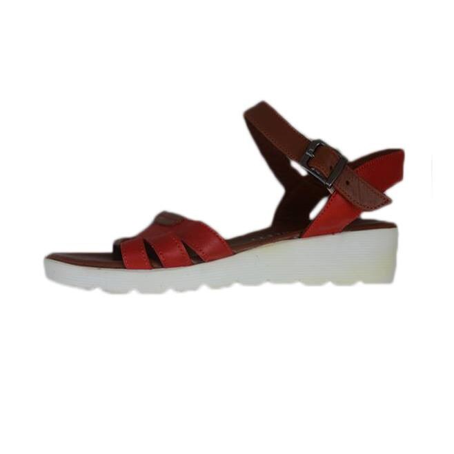 Sandale trendy de vara cu bareta peste picior,D&J Exclusive, Rosu/Maro