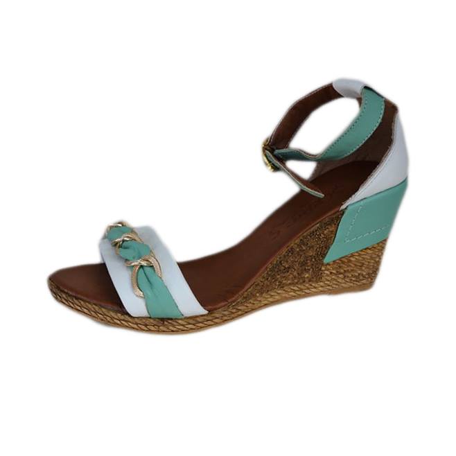 Sandale ortopedice din doua culori, ce se inchid pe glezna,D&J Exclusive, Turcoaz, 38