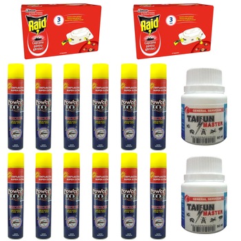 Pachet - 12 x Insecticid Universal, Power Tox, 400ml + 2 x Taifun Master insecticid universal, 40ml + 2 x Set capcane pentru gandaci, Raid (6buc./set) Pachet - 12 x Insecticid Universal, Power Tox, 400ml + 2 x Taifun Master insecticid universal, 40ml + 2 x Set capcane pentru gandaci, Raid (6buc./set)