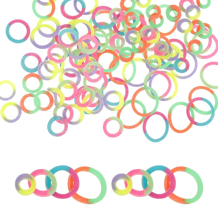 Set 400 benzi elastice ortodontice colorate, hipoalergenice, 0.50x0.50x0.10cm - 1.00x1.00x0.10cm, multicolor