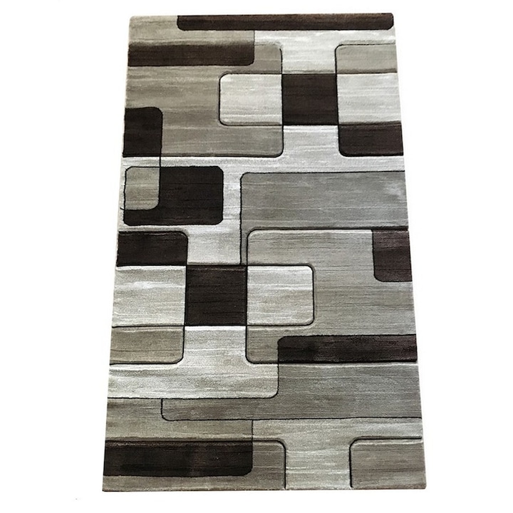 Imperial geometrikus szőnyeg, barna, bézs, polipropilén, 80 x 200 cm