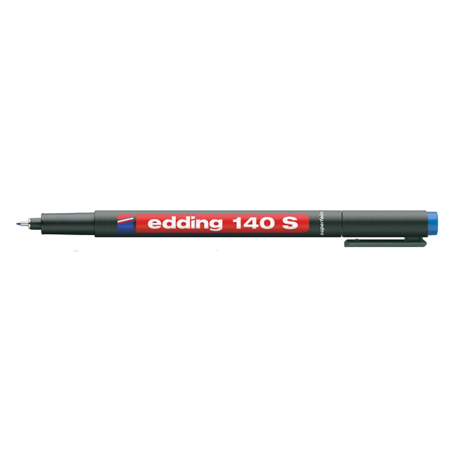 Marker permanent, Edding, OHP, 140, corp plastic, negru, capac cu clip de prindere,vf. rotund, 0.3mm, albastru