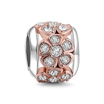 Charm pentru bratara flori stralucitoare roz gold Charm pentru bratara flori stralucitoare roz gold