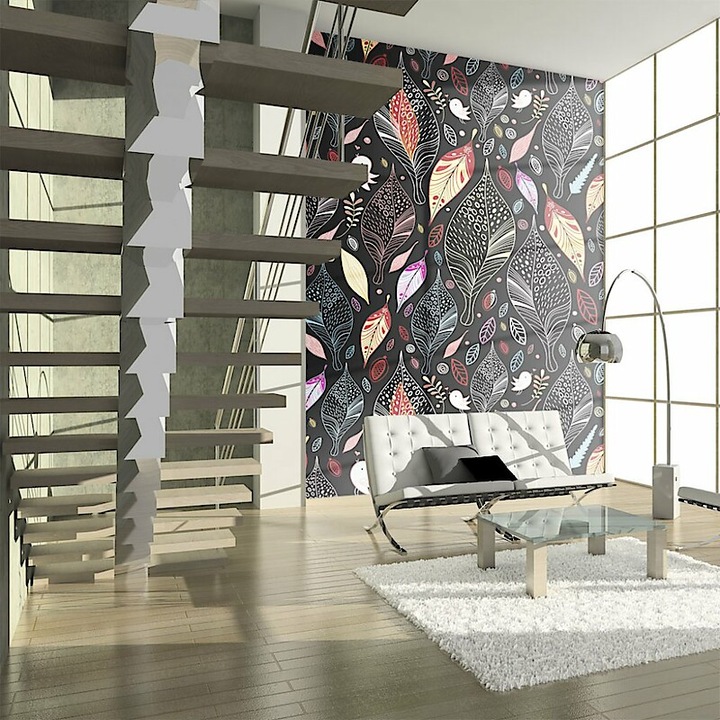 Fotótapéta - Falevelek madarakkal 400x309