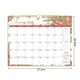 Calendar de perete floral 12 luni, 37.2x28.8cm, cu spatiu pentru notite si liste de sarcini