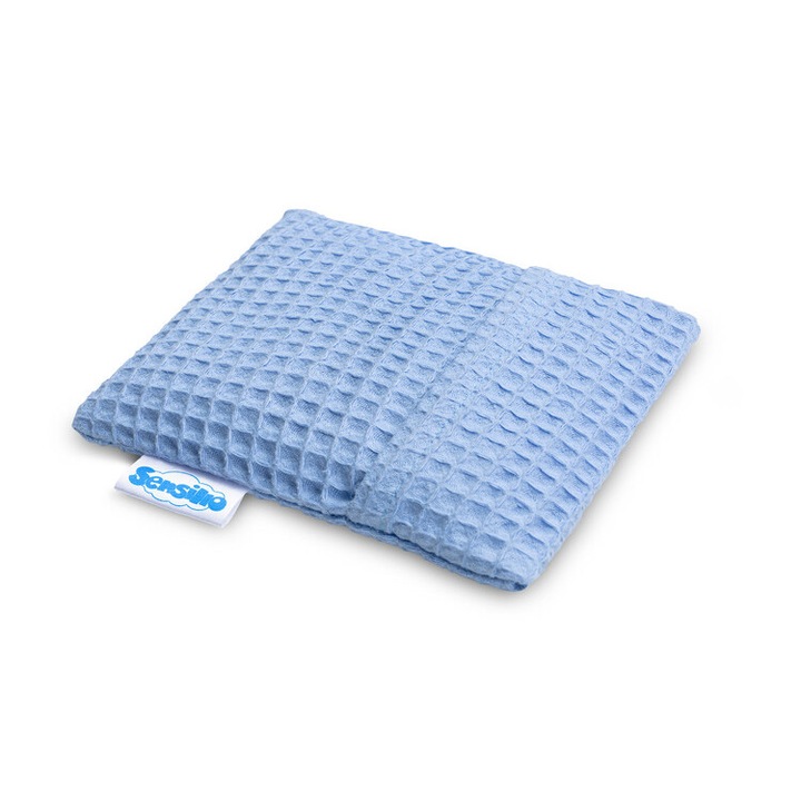 Termofor Wafel Premium, 16x13 cm, 100% bumbac, umplutura cu samburi de visine, albastru