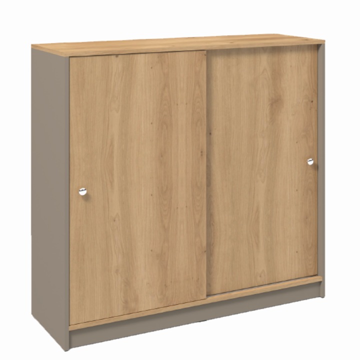 Офис Библиотека, 120x40х124 см, Дъб Арлингтън натур и Кубанит Сиво