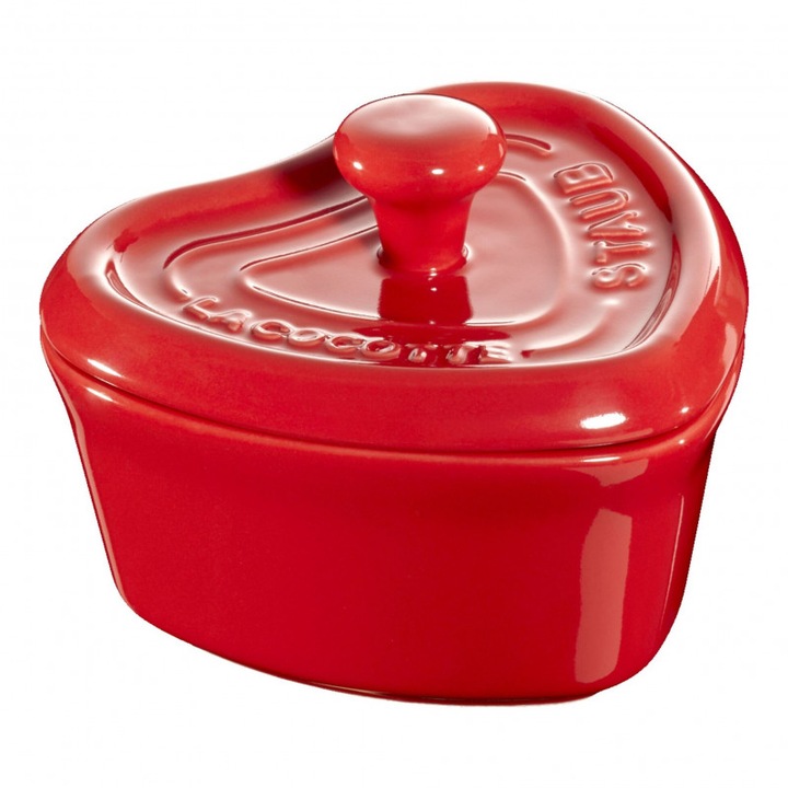 Staub 40511092 Szív alakú kerámia tepsi, Muffinhoz és szufléhez, 10 cm, 200 ml, 300 C-ig, Piros