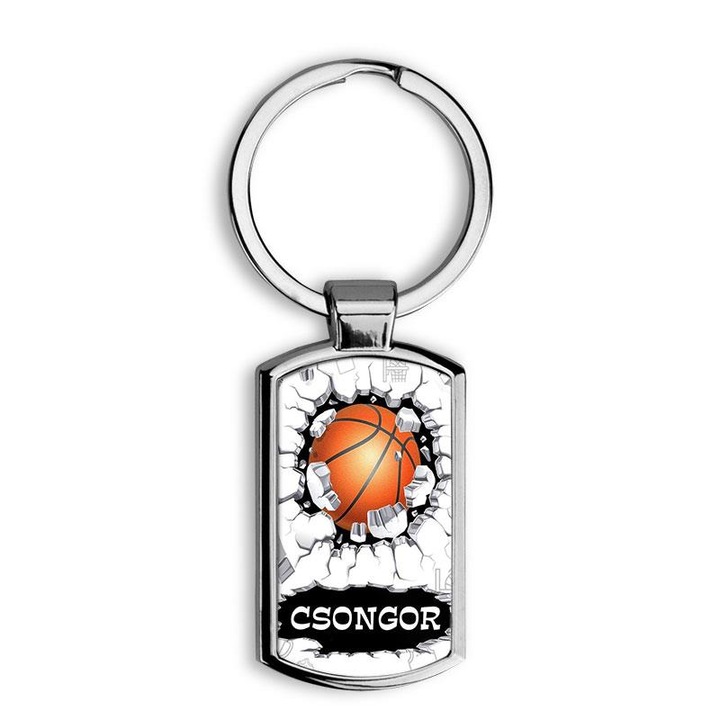 Kosárlabdás elegáns fém kulcstartó Csongor