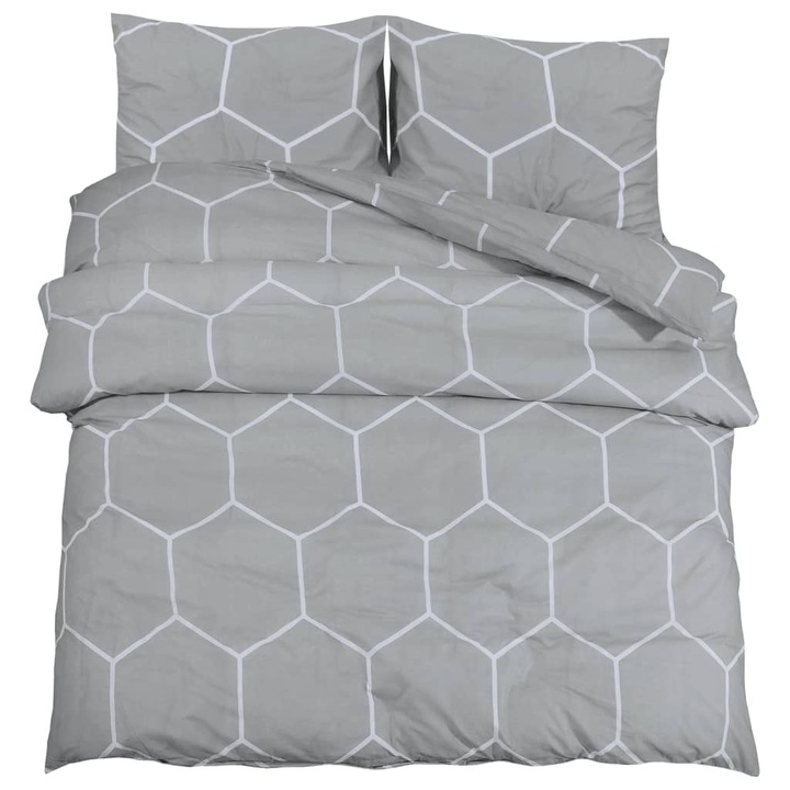vidaXL szürke pamut ágyneműhuzat-garnitúra 200 x 200 cm 136456