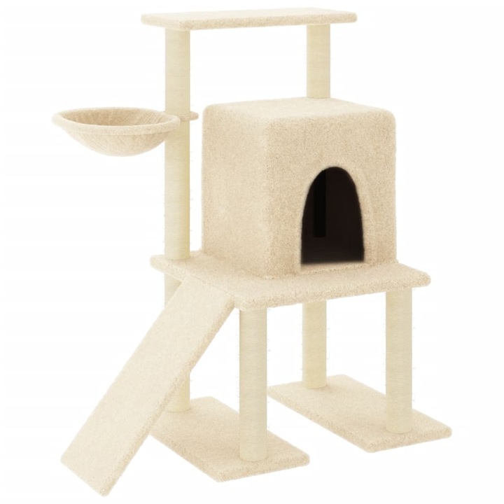 Ansamblu de pisici cu stalpi din funie de sisal vidaXL, crem, 96,5 cm