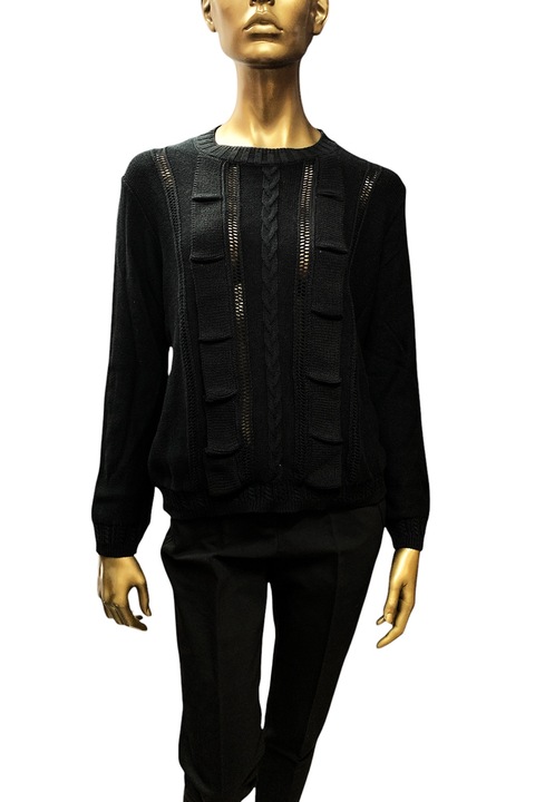 Pulover de dama Etam K Froufrou 473118-BK-L 8801-1, Bumbac, Decolteu oval, L, Negru