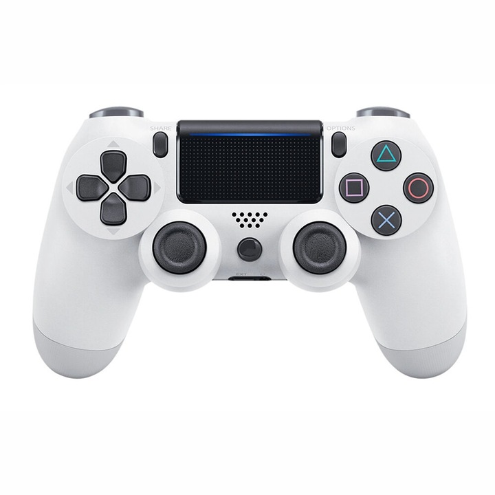 Joystick, Kontroller Doubleshock 4, TV-vel kompatibilis. játék, számítógép, fehér, Wi-Fi