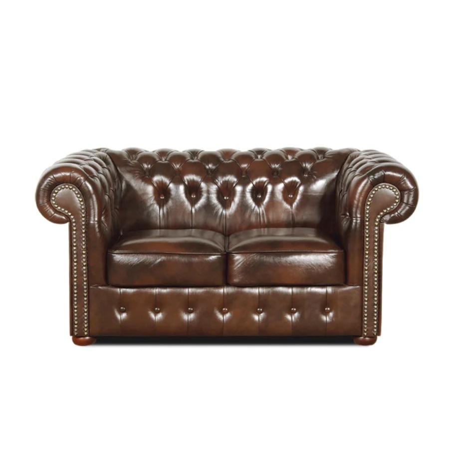Canapea cu 2 locuri, Chesterfield Classic, Claudius, piele naturala ...
