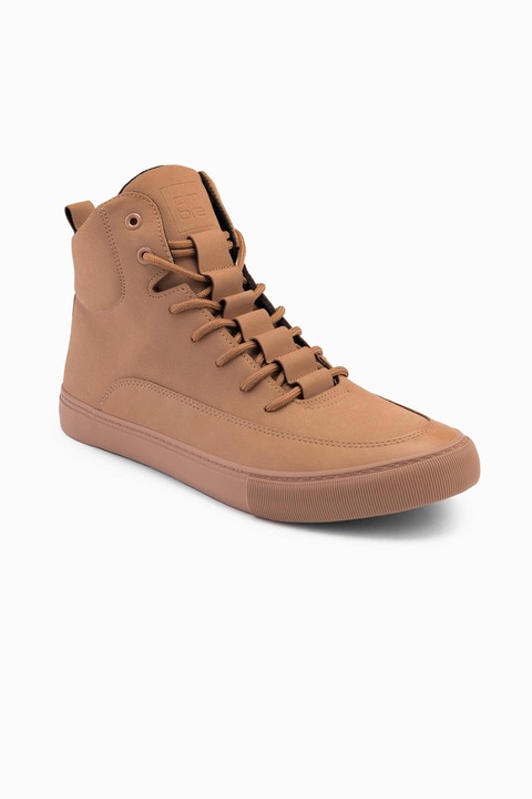 OMBRE, Pantofi sport din material textil cu insertii de piele ecologica, Maro