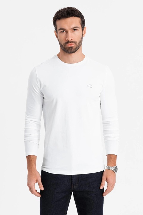 OMBRE, Блуза с памук и овално деколте, Бял