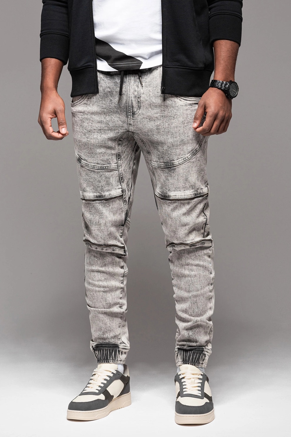OMBRE, Blugi regular fit, Gri, S