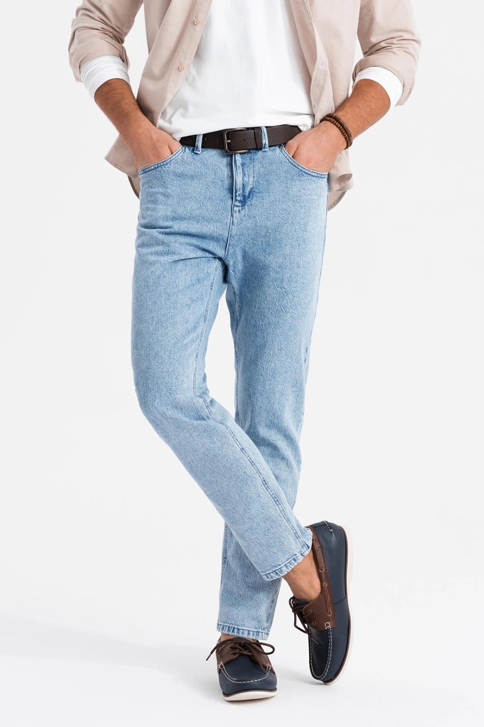 OMBRE, Blugi regular fit, Albastru deschis, S