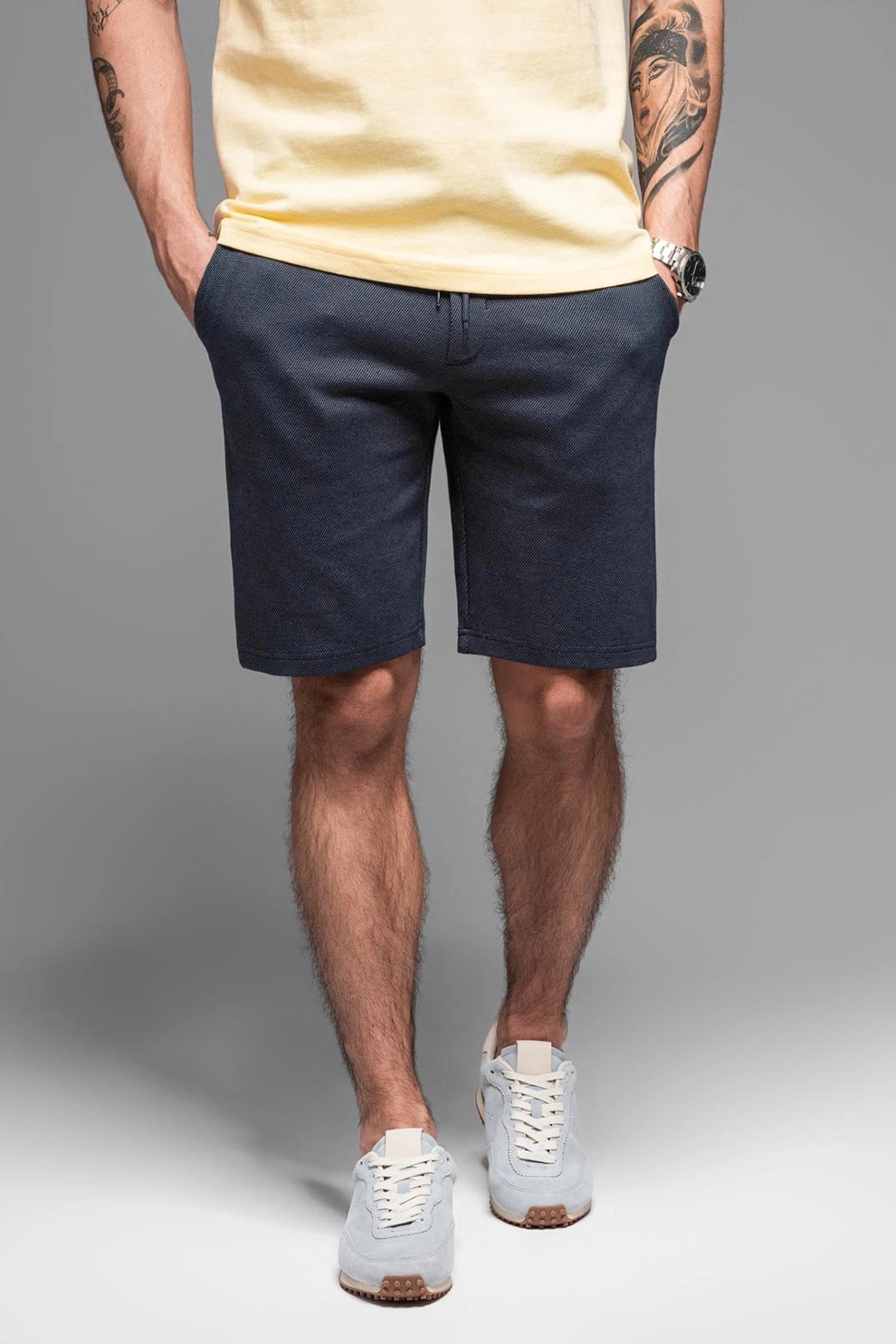 OMBRE, Pantaloni scurti cu snur, Bleumarin, S