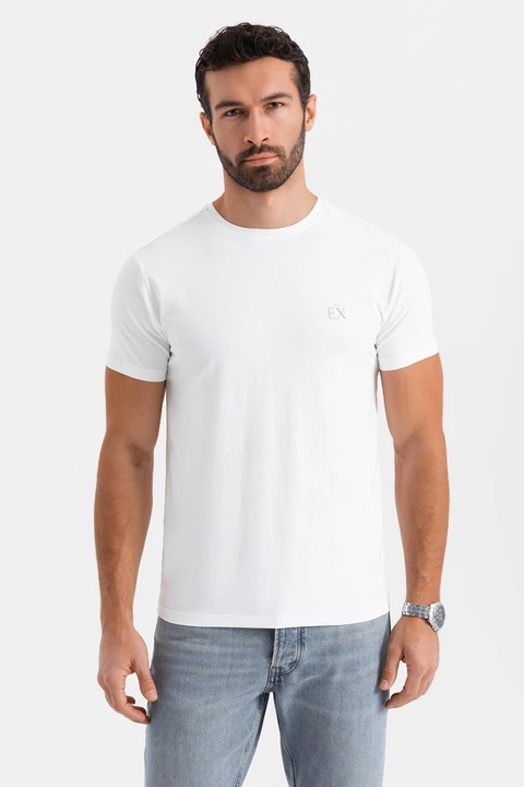 OMBRE, Pamuttartalmú kerek nyakú póló, Fehér