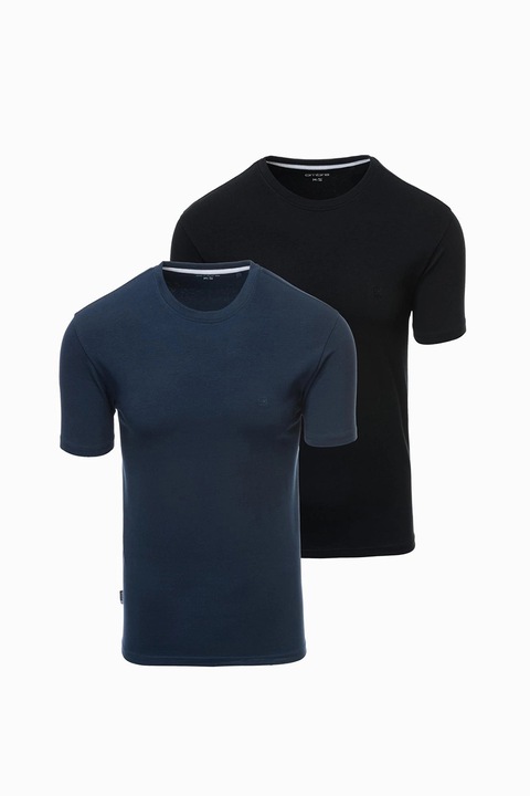 OMBRE, Тениска с овално деколте - 2 броя, Черен/Тъмносин