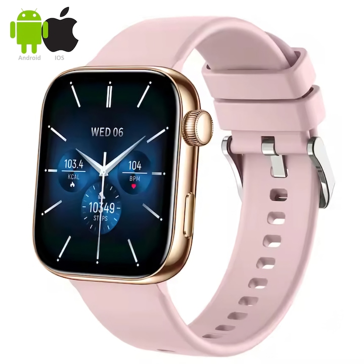 ZENARK® IVO 11 PRO SmartWatch, Super AMOLED екран, Ultra 4K резолюция 390x450, известия от социалните мрежи, поща, WhatsApp, GPS маршрут, мониторинг на съня, дишане, кръвно налягане, сърдечен ритъм, насищане с кислород, менструация, 100+ спорта, злато