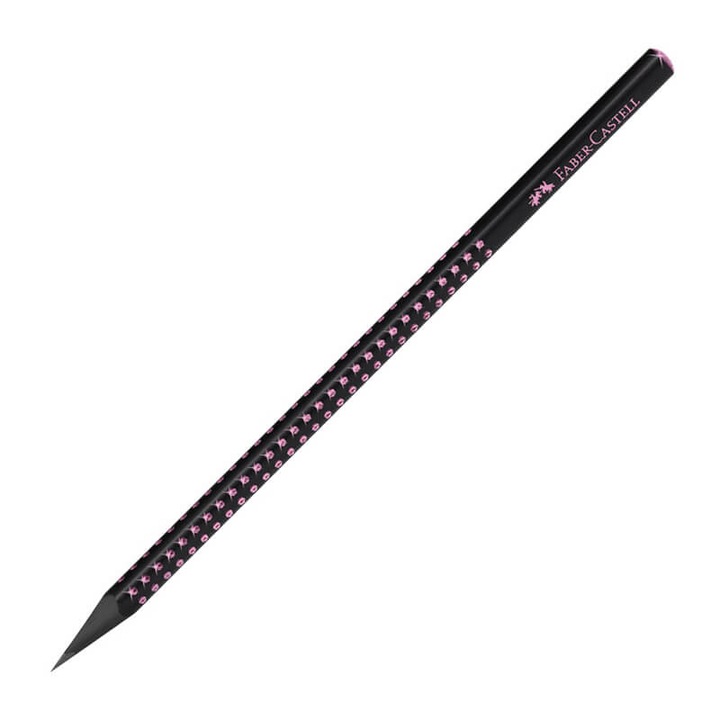 Creion grafit B Grip Sparkle lemn negru Midnight Faber-Castell - rose