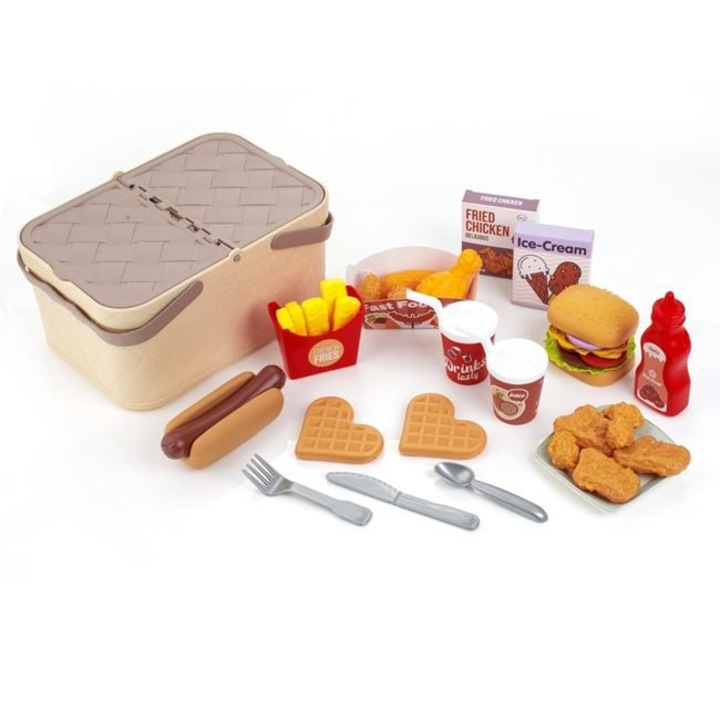 jucarie cos picnic AVA, cu 47 accesori, plastic