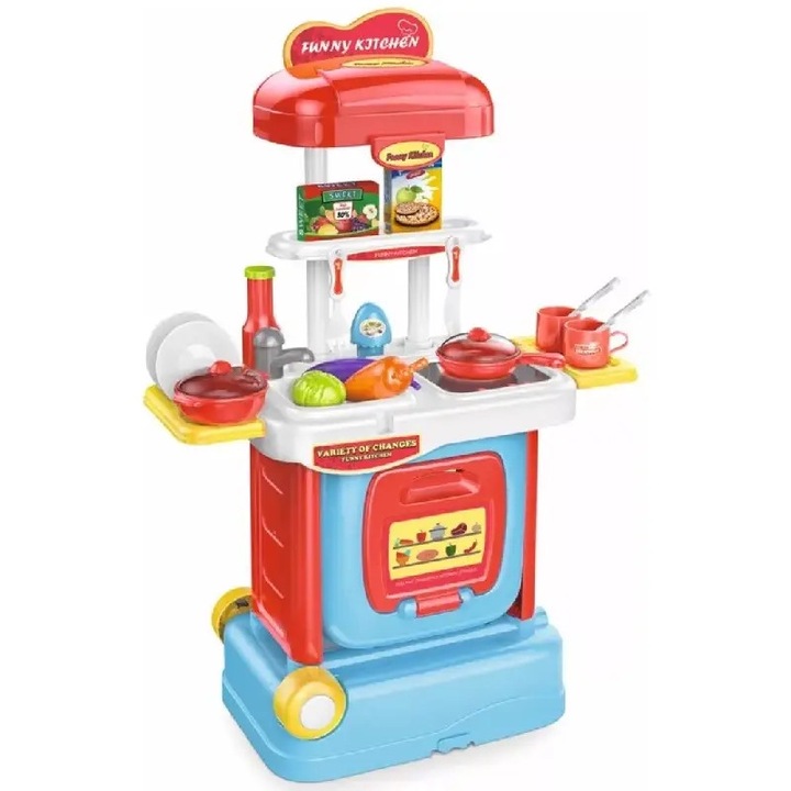 Set Bucatarie de Jucarie Tip Troller cu Accesorii