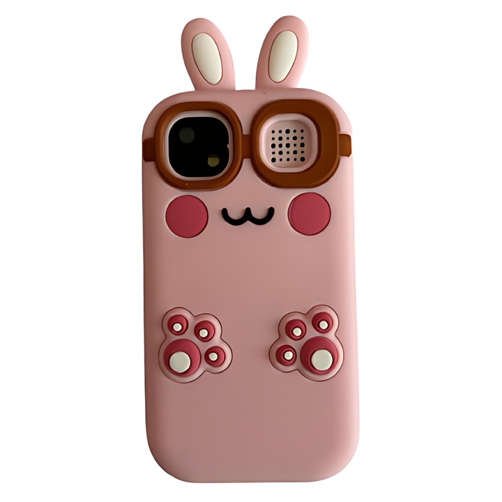 Telefon Copii ZYTEQ®️H06 cu Camera Foto, Jocuri si Video, Ecran 2.0", Design Durabil ABS+Silicon, Baterie 1-2 Zile, Model Iepuras, Roz