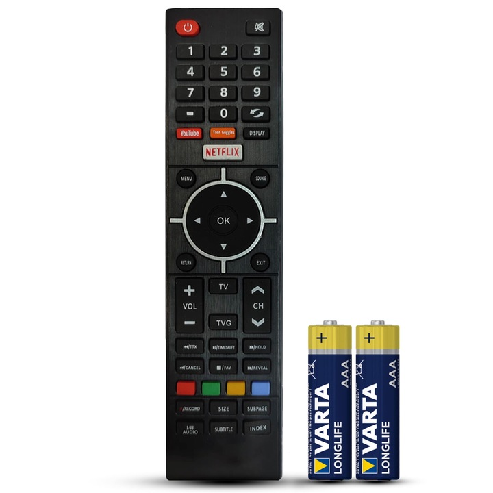 Telecomanda compatibila Allview, 50ATS5100-UN, butoane dedicate Youtube, Netflix, TEMIX®, baterii incluse