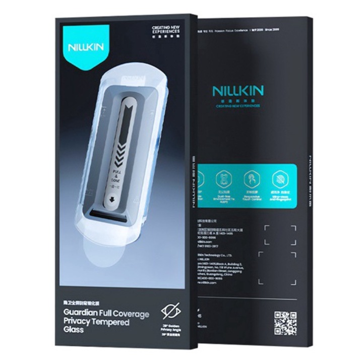 Nillkin guardian képernyővédő üveg, 2.5d, full glue, betekintés ellen, 0.33mm, 9h + segédkeret, fekete, kompatibilis: Samsung Galaxy S25 Plus, SM-S936