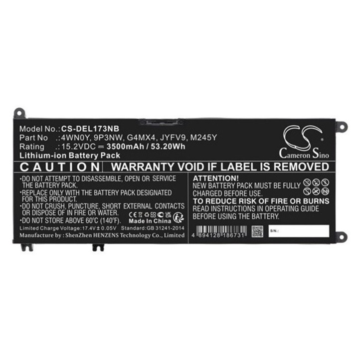 Cameron sino li-ion akku (15.2v/3500mAh, dell 4wn0y kompatibilis) fekete