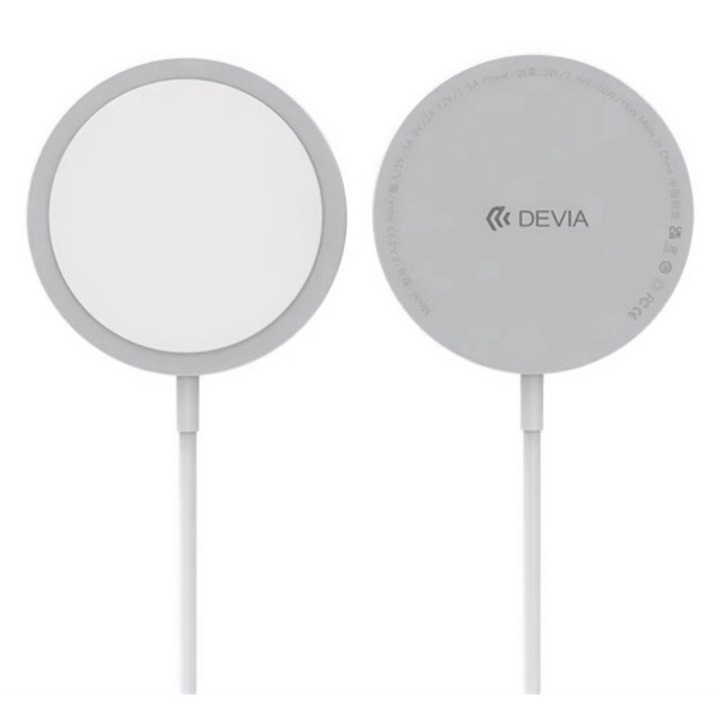 Devia smart asztali töltő, 15w, pd gyorstöltő, wireless, magsafe, ezüst