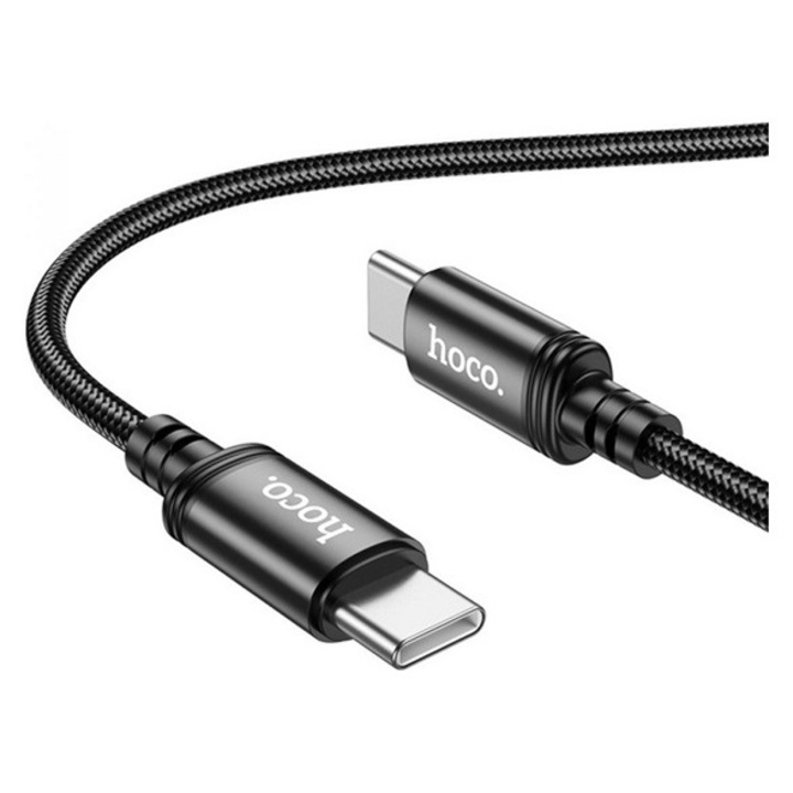 Hoco x89 adatkábel, type-c - type-c, 60w, gyorstöltő, 100cm, cipőfűző, fekete