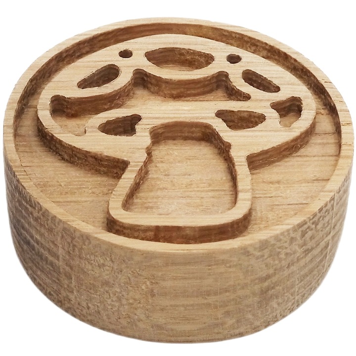 Ароматерапевтичен дифузер от масивно дъбово дърво за етерични масла, есенции и парфюми, модел на гъба, ръчна изработка, 5x2 см, AltFel Decorations