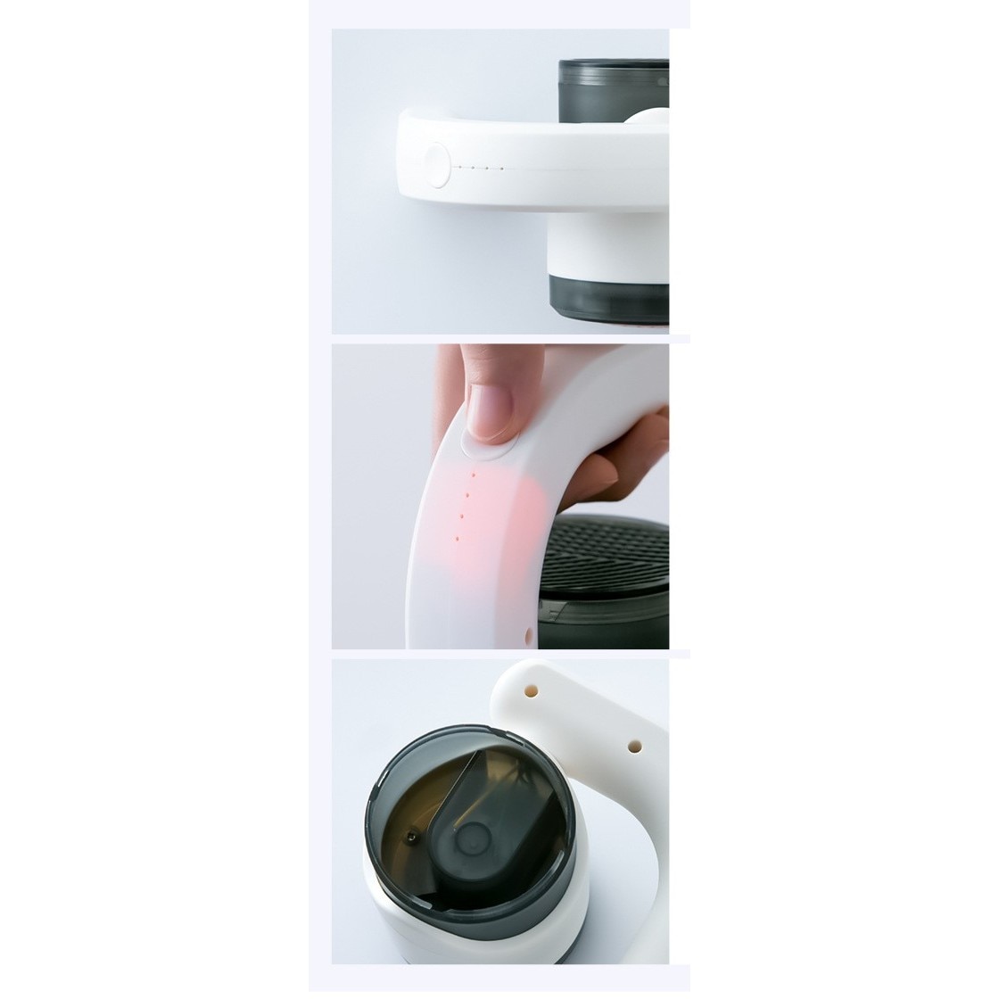 Aparat Pentru Curatat Scame, Par Si Praf, cu LED, Pentru Diferite Tipuri De Material, Cu Lame Din Otel Inoxidabil, Compartiment de Depozitare, Maner Reglabil, 11x10.5x8.7 cm, Alb