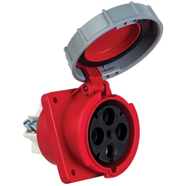Priza trifazica 4 poli 125A 3P+E incastrabila oblica industriala 6h CEE 380V IP67