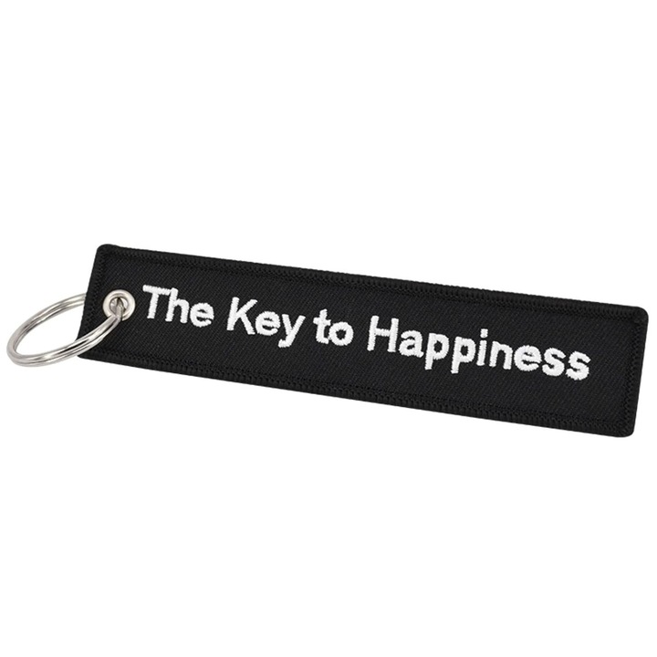 Breloc pentru chei AW, The key to happiness, 3x13cm, material de calitate, broderie pe ambele parti