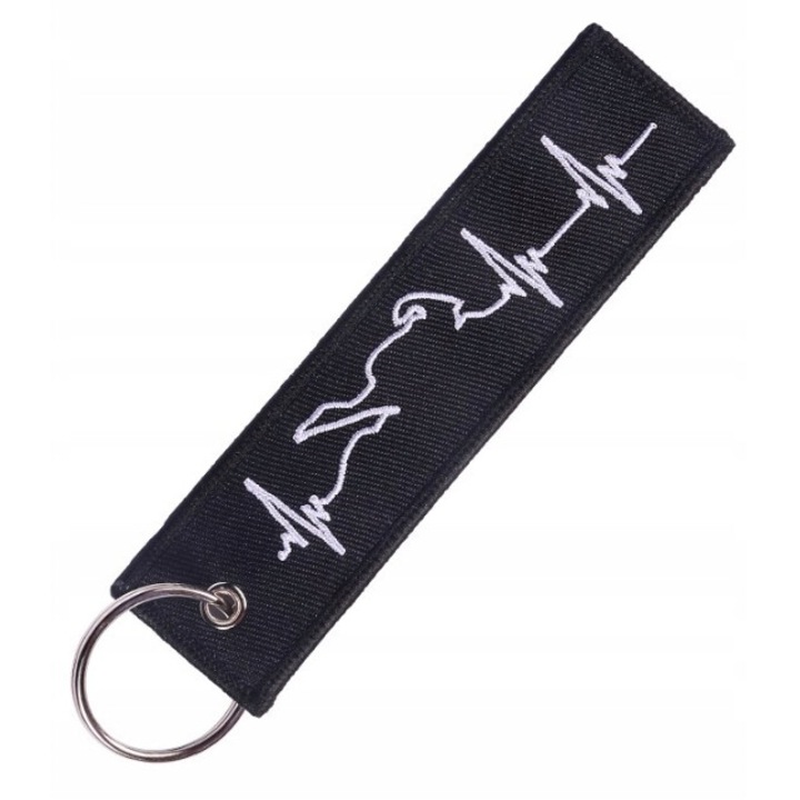 Brelok HLO, negru/alb, 13x3cm