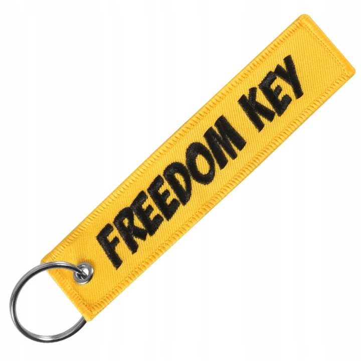 Breloc HLO, FREEDOM KEY, galben, 13x3cm