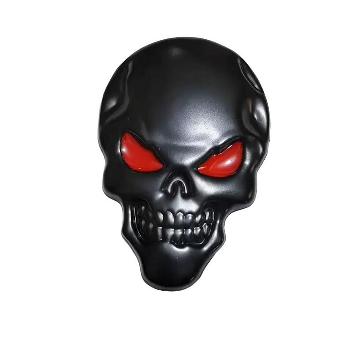 Ornament autoadeziv pentru masini/motociclete, HLO, Model craniu, Negru