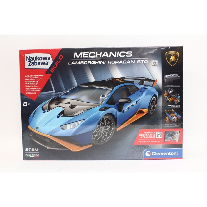 Set de constructie Lamborghini Huracan Sto, Clementoni, 250 piese, mecanism cu 2 moduri, multicolor